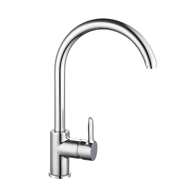 OJ-J2458H Rubinetto da cucina economico in lega di zinco con collo di cigno color argento