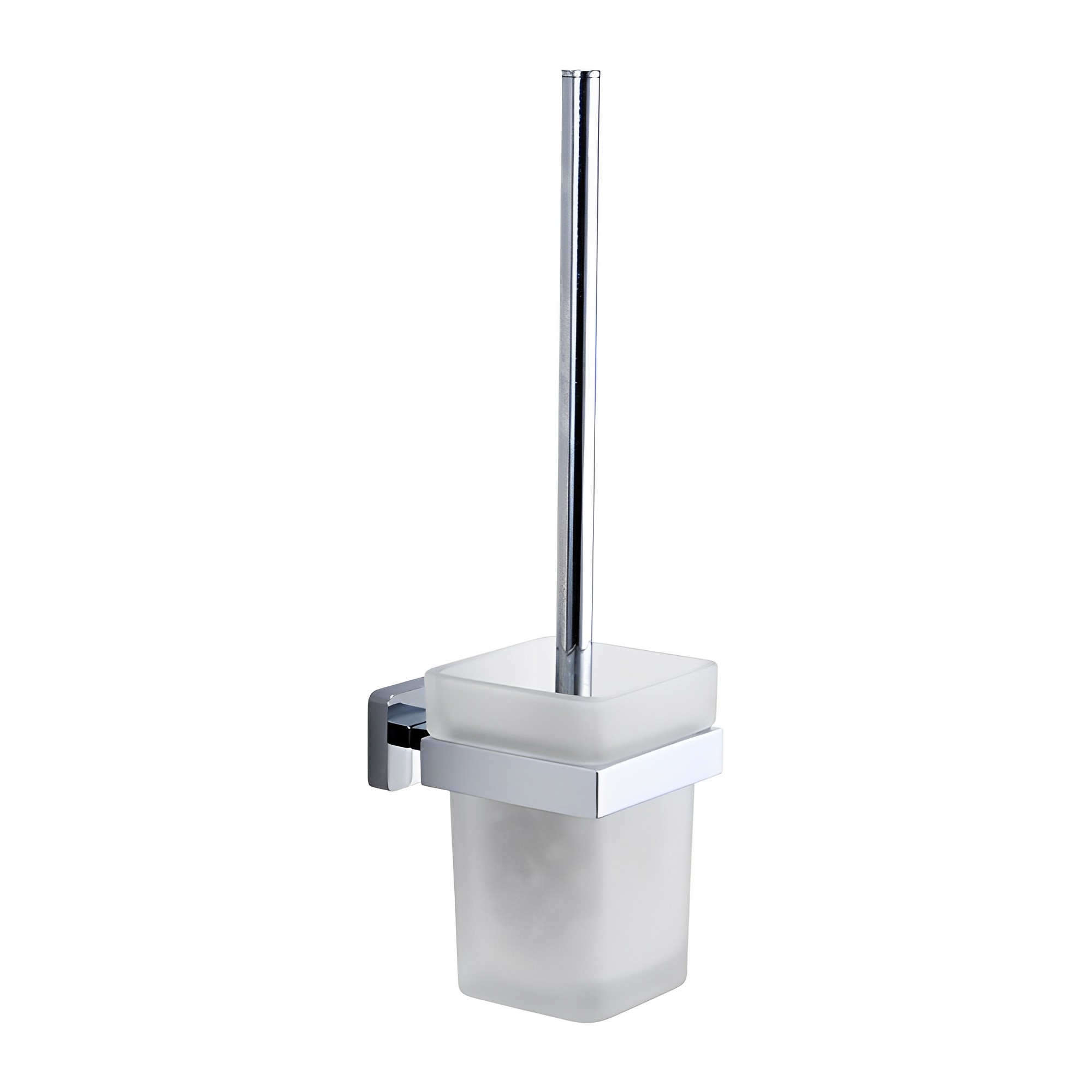 Porta scopino per WC OJ-G1119L cromato da parete con contenitore in vetro Accessori da bagno in lega di zinco